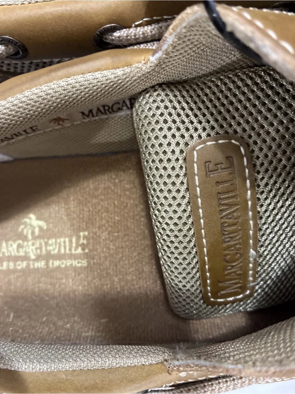 Margaritaville Anchor Lace Up Boat Shoes Brown Leather Textile Upper Men's Sz 12
